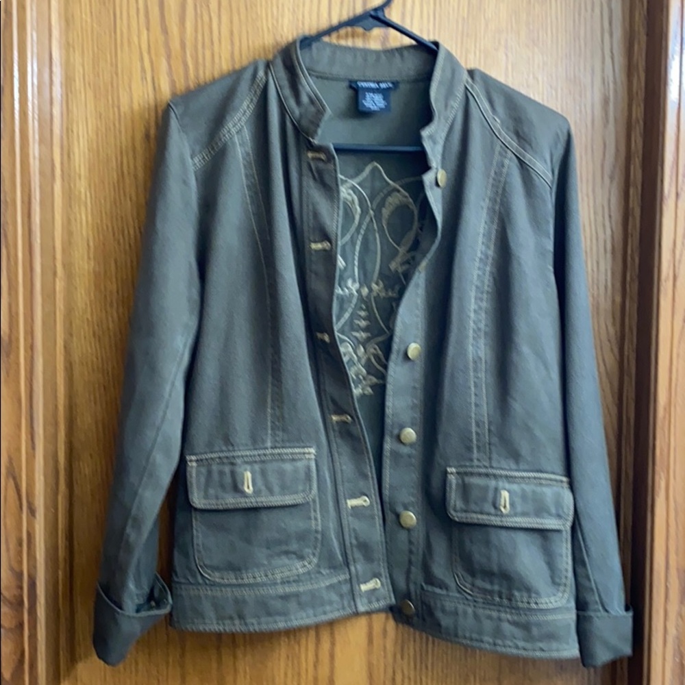 Cynthia Max Soft Olive green jean jacket